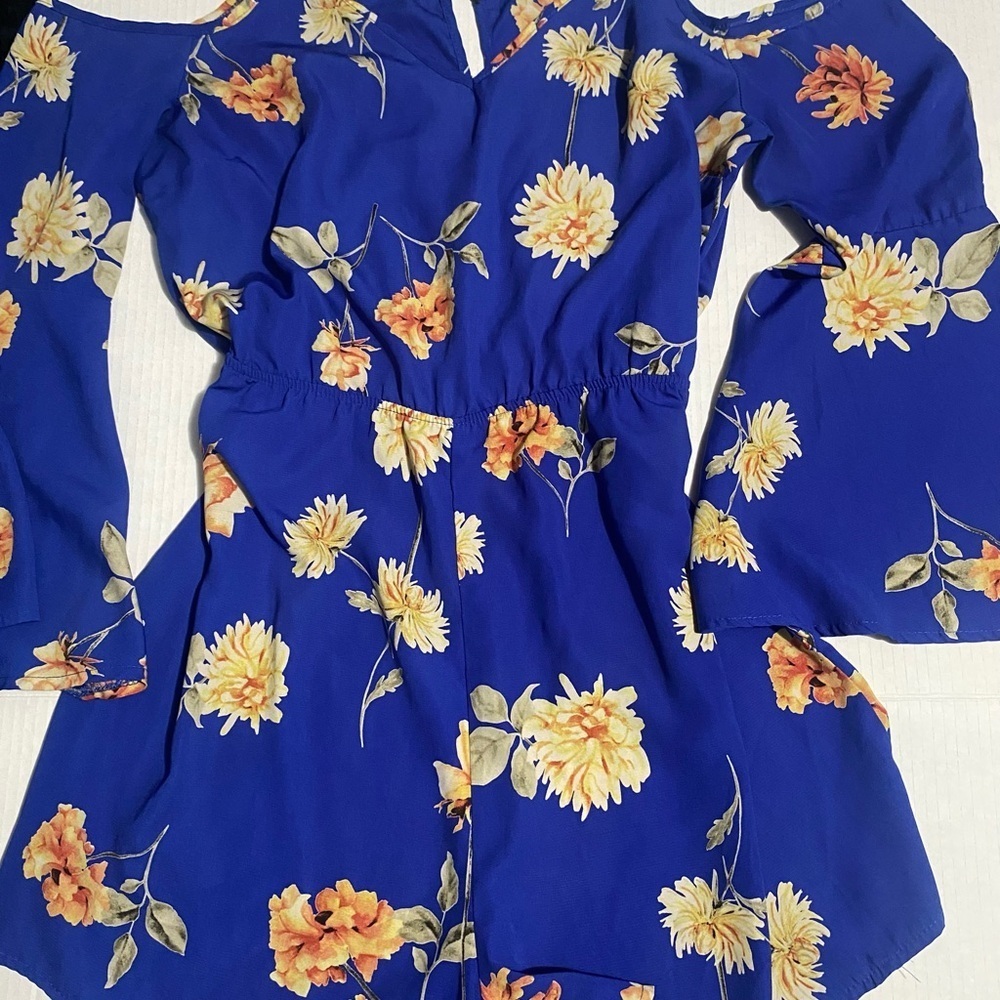 Charlotte Russe Blue and Orange Floral Jumpsuit - Picture 2 of 3